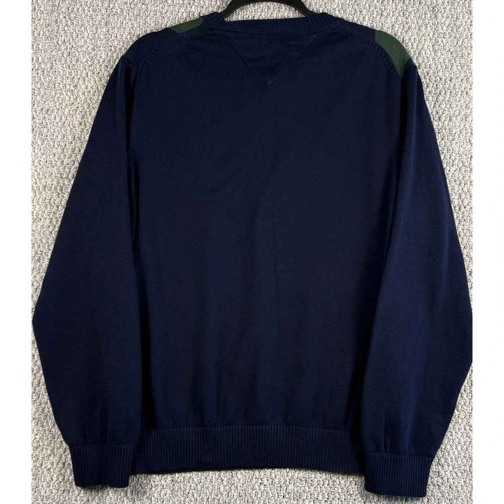 Tommy Hilfiger Ivy League Crest Sweater Mens L V Neck Preppy Rugby Stripe